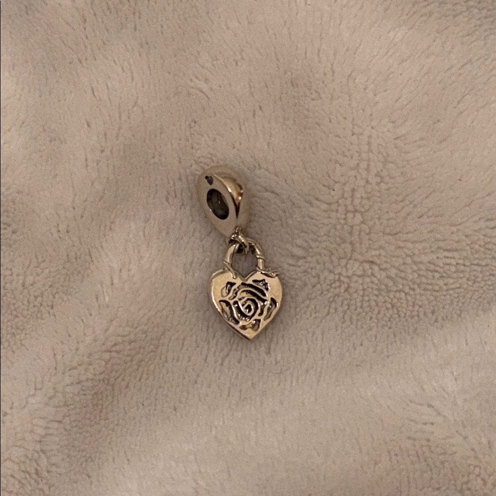 Pandora silver Heart Charm with Rose Design